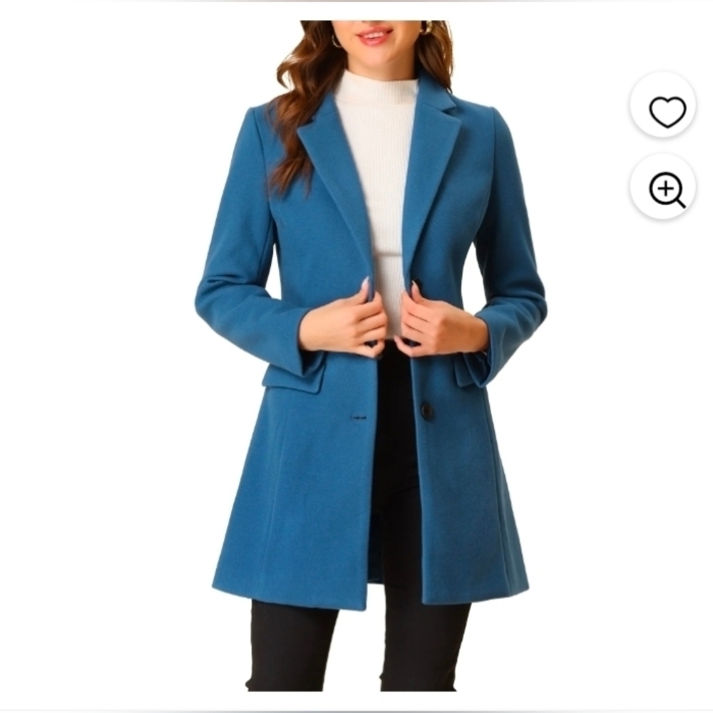 Allegra K Women's Coat Solid Color Notched Lapel Single Breasted Winter Peacoat
